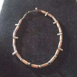 Brown and Silver Tone Beaded Necklace